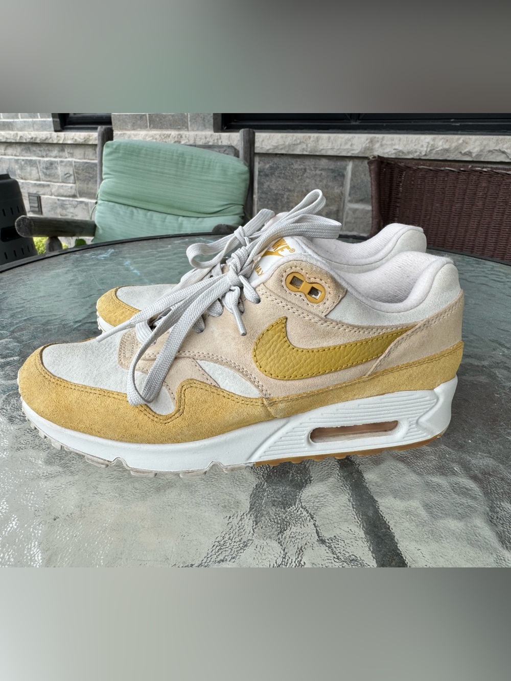 Nike Women’s Air Max Low-Top Sneakers in Mustard Yellow and Cream